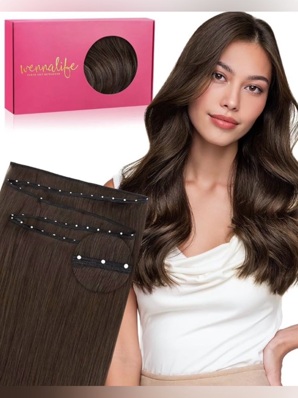 Chocolate Brown Human Hair 18” Butterfly Weft Hair Extensions